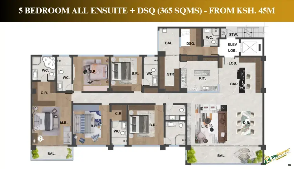 3 Bedroom All-Ensuite + DSQ (192 Sqm)
