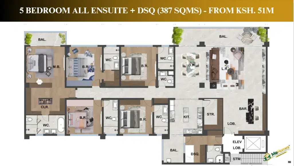 3 Bedroom All-Ensuite + DSQ (192 Sqm)