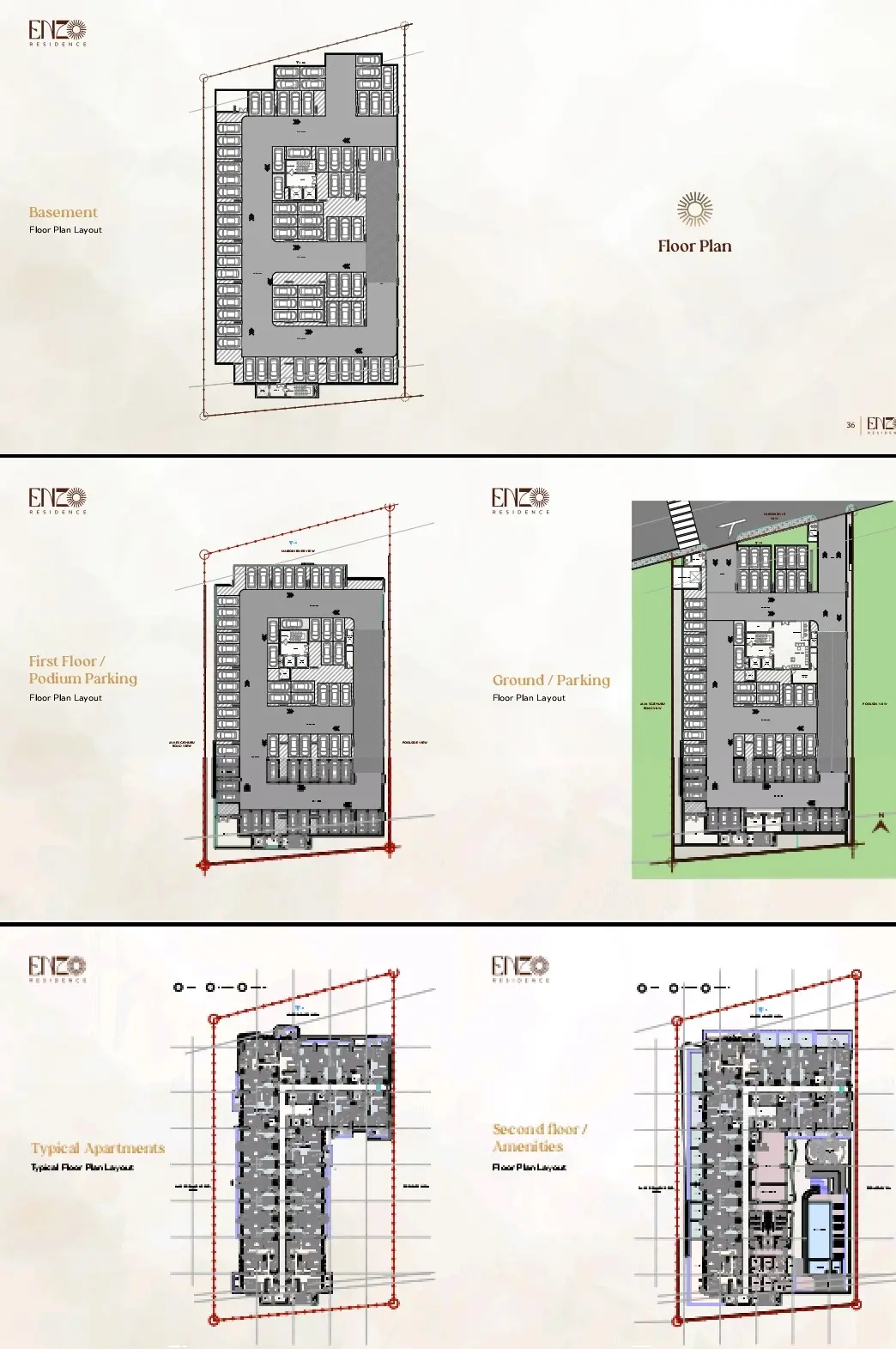 Basement, ground, blacony, first, second floor