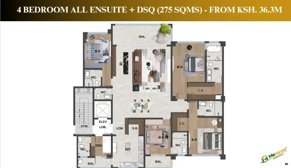 Gaia Brookside Westlands – Luxury 3, 4 & 5-BR Apartments with Helipad for sale