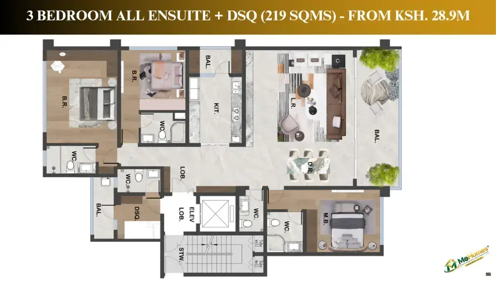 Gaia Brookside Westlands – Luxury 3, 4 & 5-BR Apartments with Helipad for sale